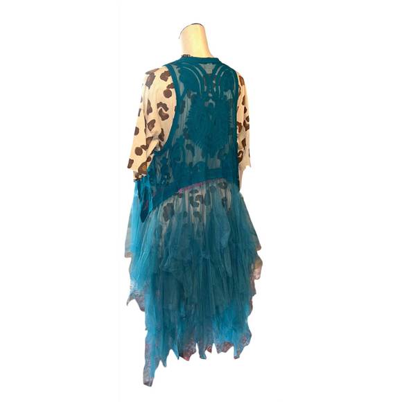 NEW ORIGAMI women's vivian tulle duster vest in turquoise - Picture 2 of 2